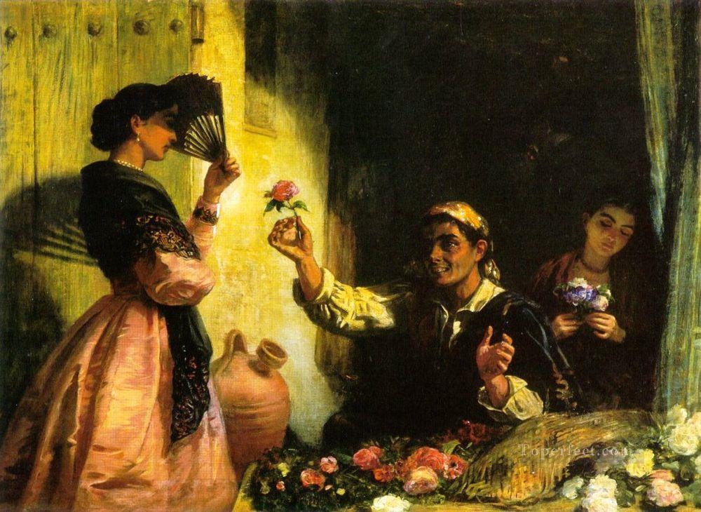 A Spanish Flower Seller Edwin Long Oil Paintings